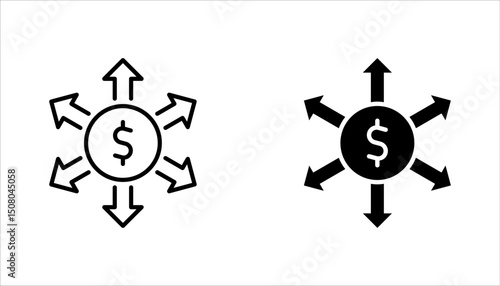 Business expansion linear icon set. Company growth strategy. vector illustration on white background