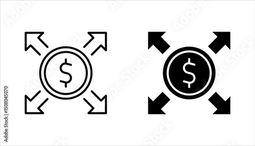 Business expansion linear icon set. Company growth strategy. vector illustration on white background