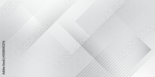 Abstract white and grey triangle overlay texture background. Modern elegant white gray banner background with creative design and shiny lines.Light gray striped abstract subtle vector background.