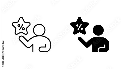 Salesman icon set. Personalized selling, face-to-face sales strategy, customer service, vector illustration on white background