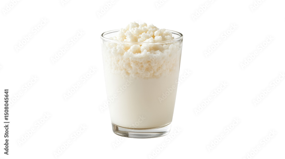 A glass of kefir with probiotics,Transparent background, PNG file A glass of kefir with probiotics,Transparent background, PNG file