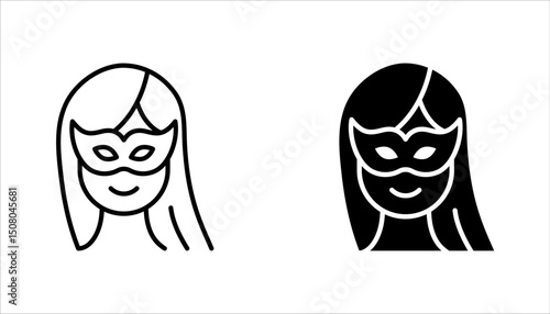 Masks linear icon set. Carnival dressing. Costume for masquerade. vector illustration on white background