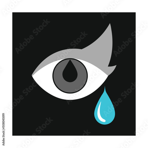Conceptual illustration of a stylized eye with a teardrop representing sadness and sorrow.