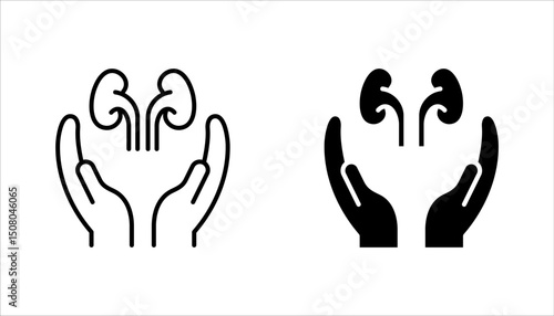 Organ donation linear icon. Living, deceased body parts offer. Tissues transplantation. vector illustration on white background