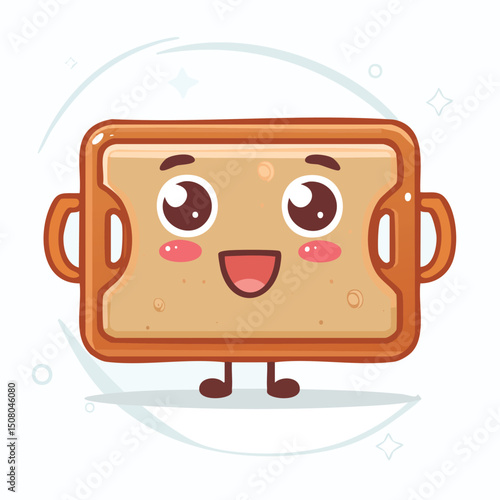 baking sheet in cute cartoon character style with expressive face and limbs.
