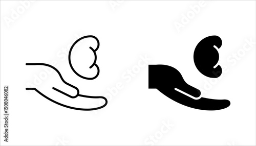 Organ donation linear icon. Living, deceased body parts offer. Tissues transplantation. vector illustration on white background
