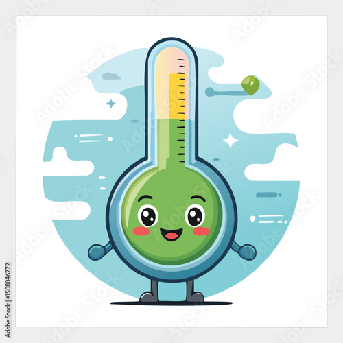 measuring spoon in cute cartoon character style with expressive face and limbs.