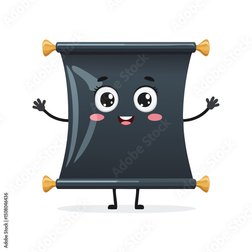 cling film in cute cartoon character style with expressive face and limbs.