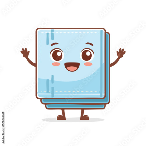 napkin in cute cartoon character style with expressive face and limbs.