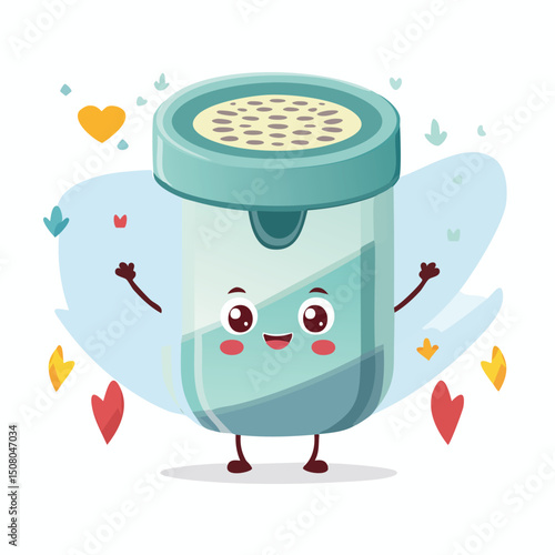 Lint remover in cute cartoon character style with expressive face and limbs.