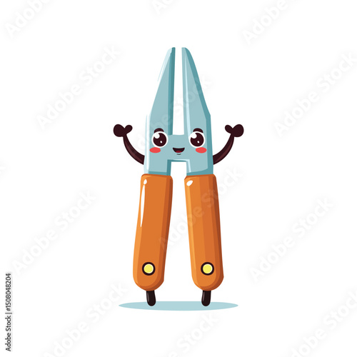 Tongs in cute cartoon character style with expressive face and limbs.