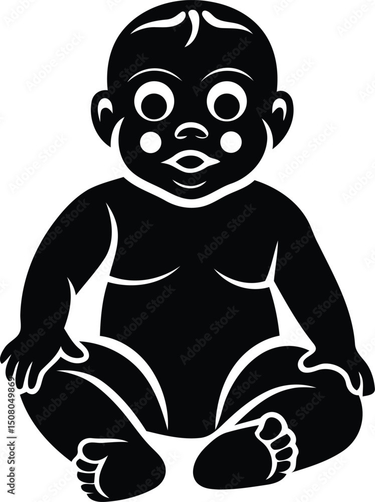 Fototapeta premium Baby figure icon, Baby figure line art vector logo icon design, Baby figure silhouette vector illustration