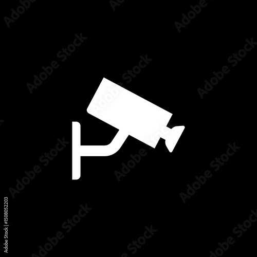 Security camera icon isolated on black background