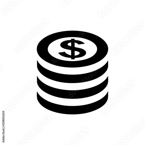Coins Stack Silhouette Icon Design