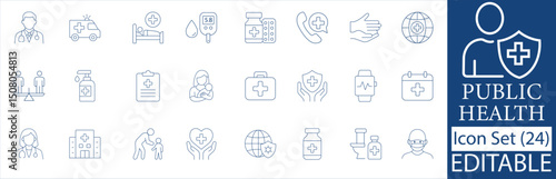 Public Health Medical Icons Healthcare Doctors Hospitals Wellness Safety Global Health Medicine.