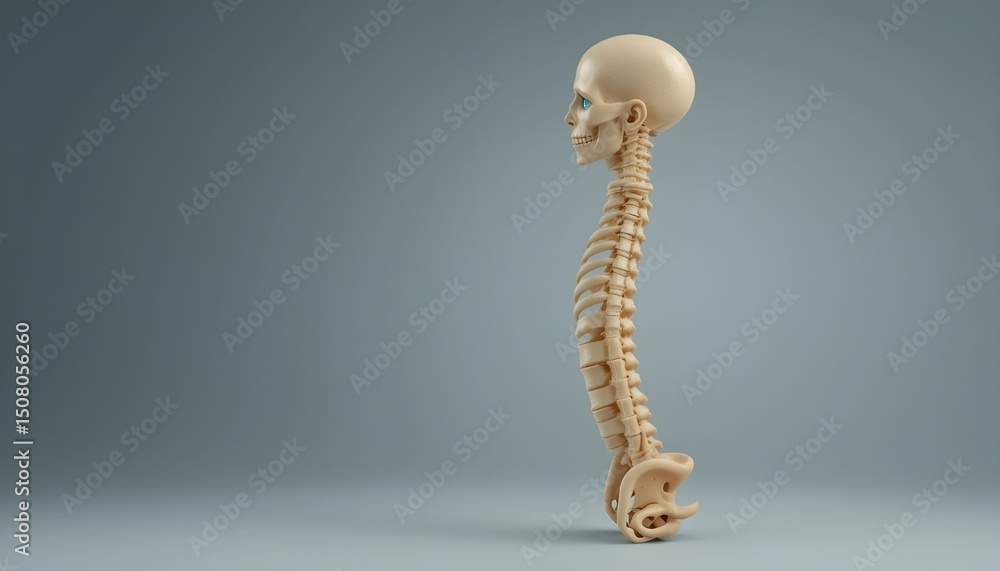 Naklejka premium Human Skeleton Model: A Side Profile View