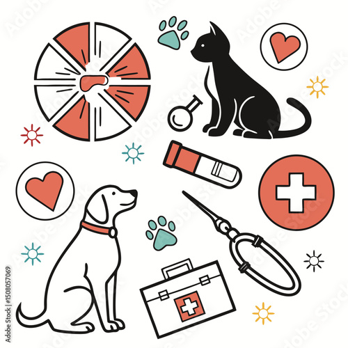Pet Care and Veterinary Vector Set