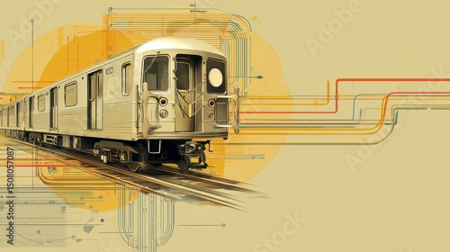 Vintage Subway Train Illustration