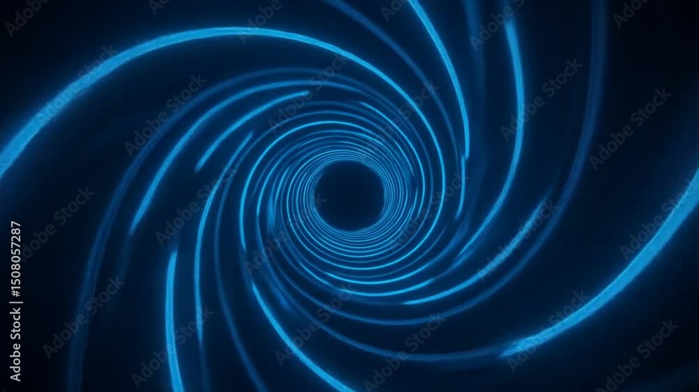 Blue Neon Light Tunnel Warping With Circular Pulse and Glow Blue Neon Light Tunnel Warping With Circular Pulse and Glow