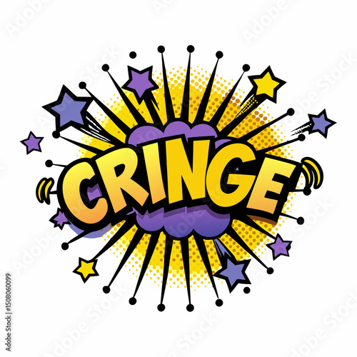 Comic book style vector image featuring the word "CRINGE" in vibrant colors, vector image   