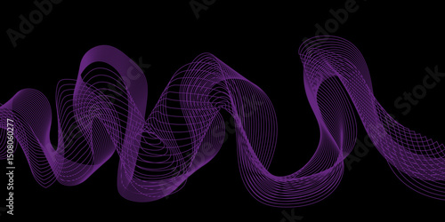 Modern multicolor gradient flowing wave lines. Parallel lines of vibrant color. Stylized line art background. curving and wavy gradient lines against a black background.