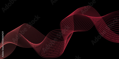 Modern multicolor gradient flowing wave lines. Parallel lines of vibrant color. Stylized line art background. curving and wavy gradient lines against a black background.
