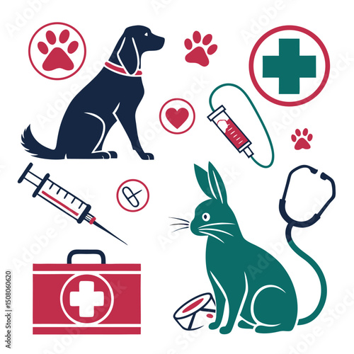Pet Care and Veterinary Vector Set