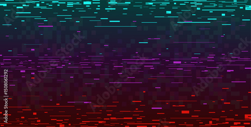 Digital glitch background. Screen interferences, broken pixels, cyberpunk hacker attack, computer error, noise, 80s television, error screen, digital banner, qualitative vector concept