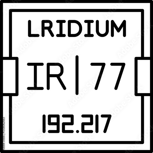 Iridium (Ir) vector icon showing atomic number 77 in the periodic table. Ideal for educational chemistry visuals, atomic structure illustrations, and science learning tools