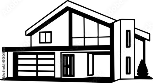 Minimalist house SVG in stylish design.Modern architectural design of a stylish family house