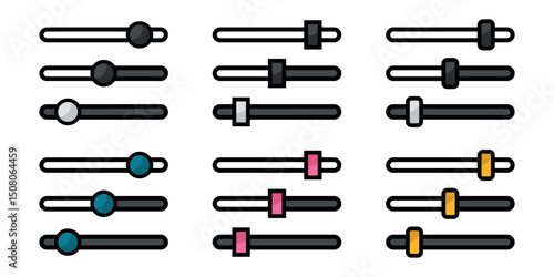 Simple flat button filter slider icons collection