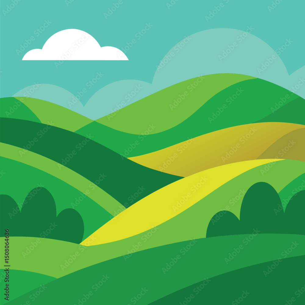 Fototapeta premium landscape with green grass and blue sky
