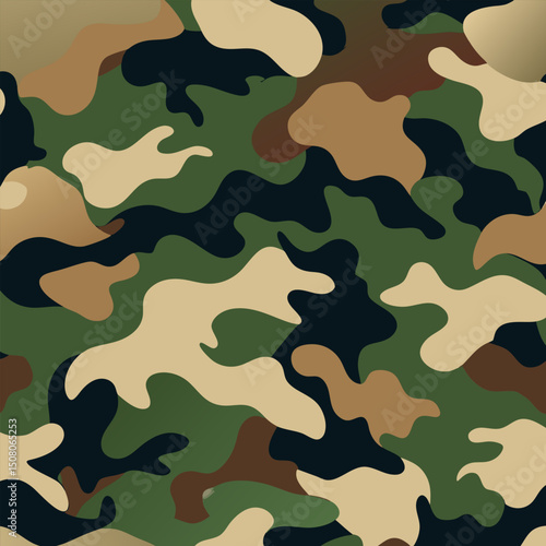 Camouflage Pattern. Military Green and Brown Abstract Texture Background