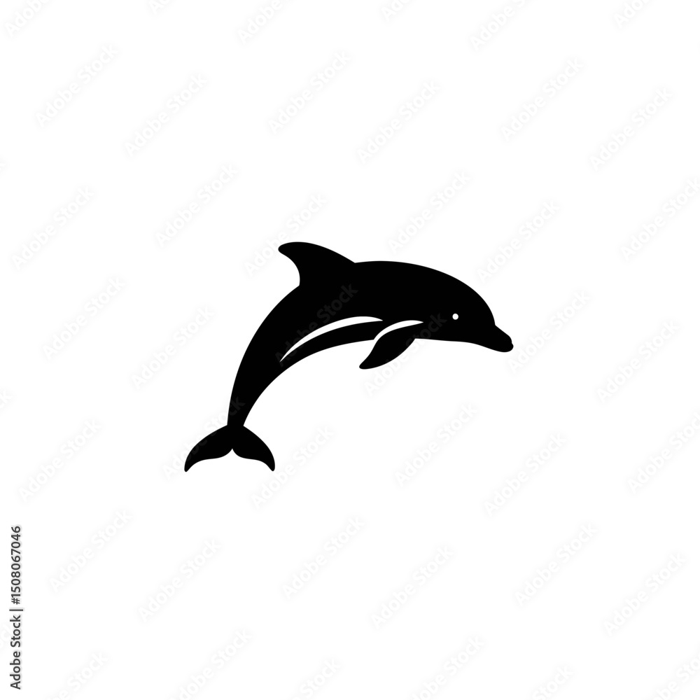 Fototapeta premium Dolphin Silhouette Icon for Marine Theme Design