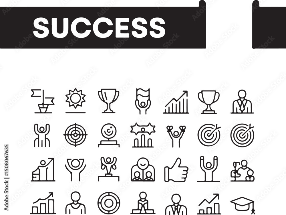 Success icon set achievement growth and goals Success icon set achievement growth and goals