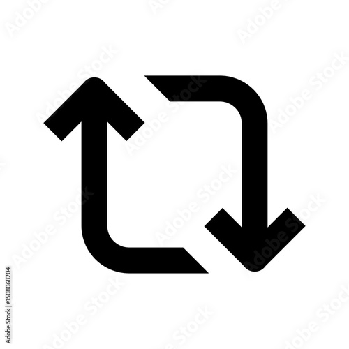 Retweet arrows icon in black color, outline style and white background 