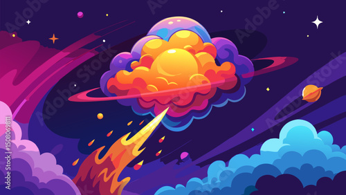 Cosmic Cloud Burst. A vibrant explosion of colors in the vast universe