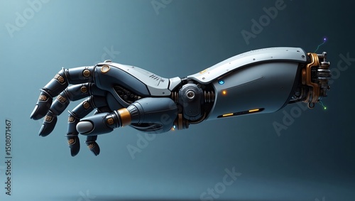 Futuristic robotic arm reaching outward advanced technology