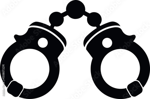 Handcuffed Icon Law Enforcement Crime and Justice Symbol in Simple Vector Style