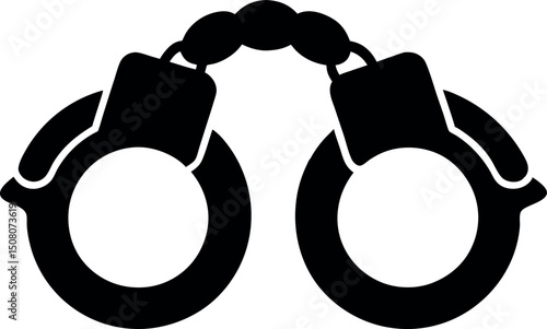 Handcuffed Icon Law Enforcement Crime and Justice Symbol in Simple Vector Style