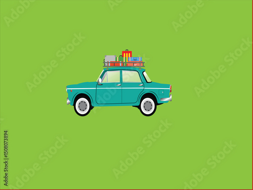 clumsy car design carrying luggage, vacation
