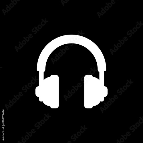 Headphones icon isolated on black background