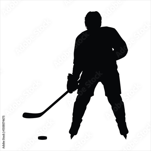 Ice hockey player silhouette action shot