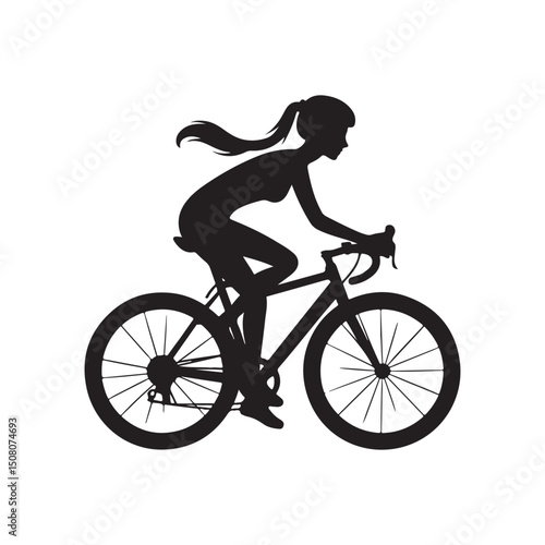 cycling vector silhouette clip art logo design illustration