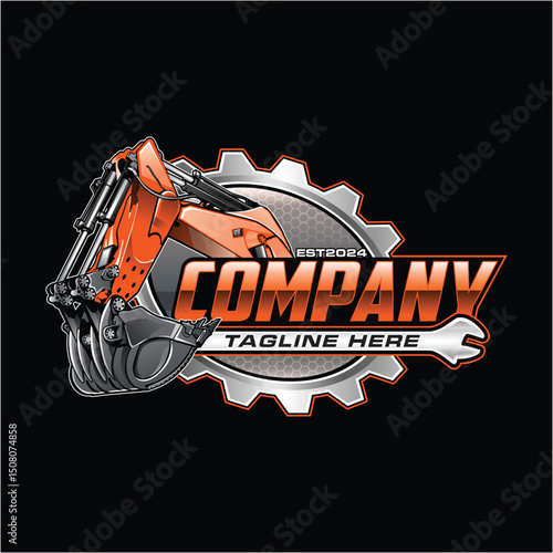 excavator logo, bucket logo heavy, equipment vehicle