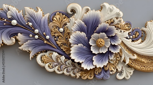 Luxury ornate violet floral carving high resolution picture