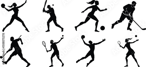 Wallpaper Mural Set of vector silhouettes of people in sports. Human sports activities
 Torontodigital.ca