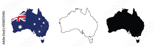 Australia map flag vector eps 10. set of Australia country map with flag vector format.