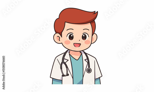 Cute doctor character cartoon illustration