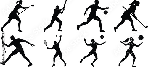 Set of vector silhouettes of people in sports. Human sports activities
